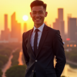 Future-Proof Your Career with Essential Skills for Long-Term Success and Tomorrow's Workforce "A young professional stands confidently in front of a futuristic cityscape at sunset, conveying determination and optimism amidst AI automation skills and innovation."