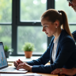 "Mastering Feedback to Advance Your Career: Proven Strategies for Long-Term Growth and Success" "A young professional receives guidance from an older mentor while reviewing a spreadsheet displaying upward growth trends, symbolizing future-proof skills development."