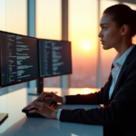 Stay Ahead in Online Development: Mastering Advanced AI Automation Skills for a Future-Ready Career "A young professional sits confidently in front of a futuristic computer setup, mastering advanced AI automation skills to future-proof their career."