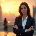 "Master Career Advancement with Essential Networking Tips for Lasting Growth" "A confident young professional woman stands in a bustling cityscape at sunset, exuding self-assurance and determination, with a subtle smile and polished appearance, highlighting the importance of future-proof skills."