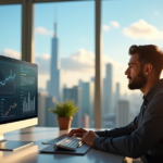 Mastering Career Advancement Strategies for Entrepreneurs: Essential AI Automation Skills for Future-Ready Growth and Success "An entrepreneur seated confidently at a modern desk, surrounded by lush greenery and cityscape, intensely focused on AI automation dashboard."