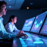 "Unlocking Cloud-Based Data Analytics Solutions: Mastering Future-Proof Insights and Business Growth" "An image of a data analyst in a futuristic control room, surrounded by cloud-based data visualizations and AI-driven analytics tools, showcasing calm confidence and intense focus on developing AI automation skills."