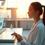 "Discover the Unexpected in Tech Innovation: Unlocking Tomorrow's Essential Skills Today" "A young woman in a lab coat stands before a futuristic console, surrounded by high-tech equipment, with an expression of wonder and curiosity."