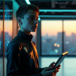 "Master Cybersecurity Training for a Secure Future: Unlock Continuous Protection with Proactive Strategies and Expert Guidance" "A young adult cybersecurity expert stands confidently in front of a complex network diagram on a high-resolution screen, with hands resting on a futuristic tablet device, surrounded by sleek servers and soft blue-green LED lighting."