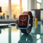 "Unlock Effortless Efficiency with Gadgets That Prove Innovation Knows No Boundaries" A sleek silver smartwatch on a minimalist desk in a high-tech laboratory setting surrounded by innovative gadgets and cutting-edge technology, conveying future-proof skills and limitless potential.