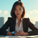 "Master Top Career Advancement Strategies with Essential AI Automation Skills for a Future-Ready Workforce" "A young professional woman sits confidently at a modern desk, surrounded by AI-powered gadgets, exuding determination and future-readiness."